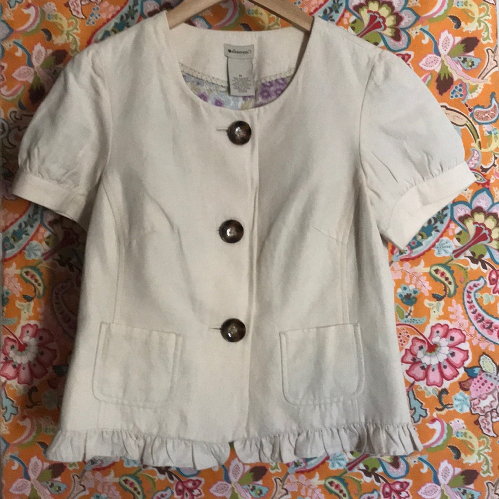 Anthropologie Elevenses Short Sleeve Jacket